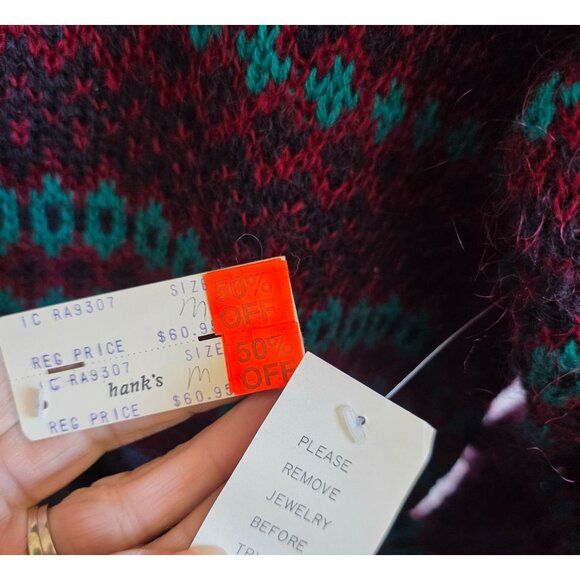 Lord Isaacs 80s Sweater Medium Fair Isle Knit Retro Acrylic Wool Pullover - Picture 6 of 8